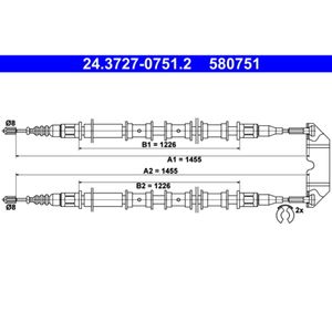 Seilzug Feststellbremse ATE 24.3727-0751.2 für Opel Vectra B CC