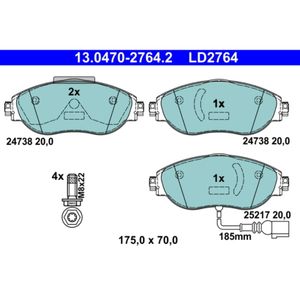 Bremsbelagsatz Scheibenbremse ATE 13.0470-2764.2 für VW Seat Passat B7 Alhambra