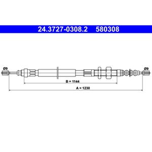 Seilzug Feststellbremse ATE 24.3727-0308.2 für Citroën XM