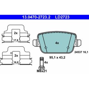 Bremsbelagsatz Scheibenbremse ATE 13.0470-2723.2 für Ford Mondeo IV Turnier