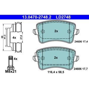 Bremsbelagsatz Scheibenbremse ATE 13.0470-2748.2 für Audi VW Q5