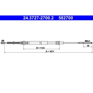 Seilzug Feststellbremse ATE 24.3727-2700.2 für VW Seat Caddy II Inca