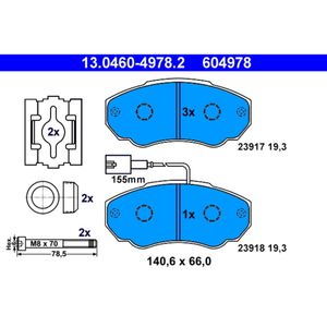 Bremsbelagsatz Scheibenbremse ATE 13.0460-4978.2 für Peugeot Fiat Citroën Boxer