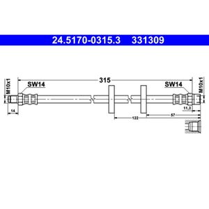 Bremsschlauch ATE 24.5170-0315.3 für Audi VW Seat 80 B1 Coupe B2 100 C3 Quattro