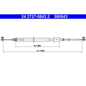 Seilzug Feststellbremse ATE 24.3727-0843.2 für Citroën Peugeot C2