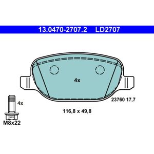 Bremsbelagsatz Scheibenbremse ATE 13.0470-2707.2 für Alfa Romeo Lancia Brera 159