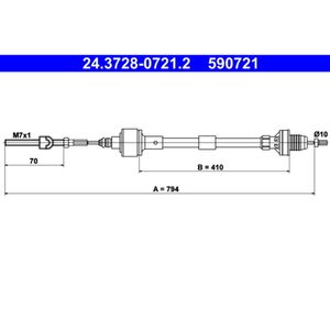 Seilzug Kupplungsbetätigung ATE 24.3728-0721.2 für Opel Corsa B Tigra