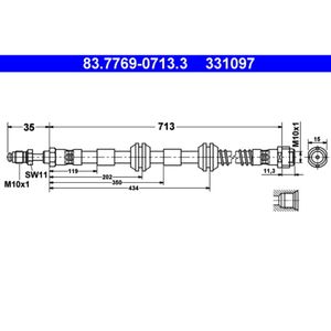 Bremsschlauch ATE 83.7769-0713.3 für Porsche VW Cayenne Touareg