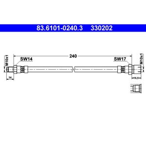 Bremsschlauch ATE 83.6101-0240.3 für VW Ferrari Porsche Kaefer Karmann Ghia 356