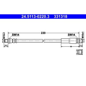 Bremsschlauch ATE 24.5113-0220.3 für Audi 100 C3 V8