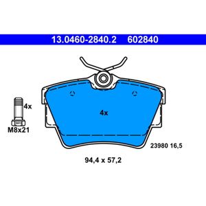 Bremsbelagsatz Scheibenbremse ATE 13.0460-2840.2 für Renault Opel Fiat Trafic II