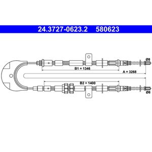 Seilzug Feststellbremse ATE 24.3727-0623.2 für Ford Fiesta III