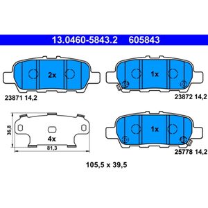 Bremsbelagsatz Scheibenbremse ATE 13.0460-5843.2 für Infiniti Renault M