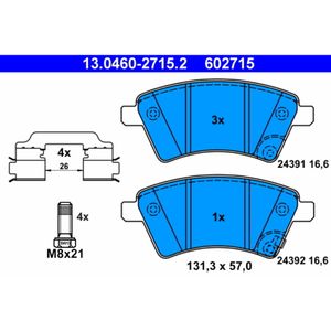 Bremsbelagsatz Scheibenbremse ATE 13.0460-2715.2 für Fiat Sedici