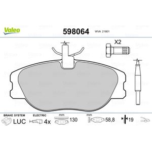 Bremsbelagsatz Scheibenbremse VALEO 598064 für Peugeot Fiat Citroën Lancia 806