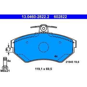 Bremsbelagsatz Scheibenbremse ATE 13.0460-2822.2 für Audi VW A4 B5 Avant