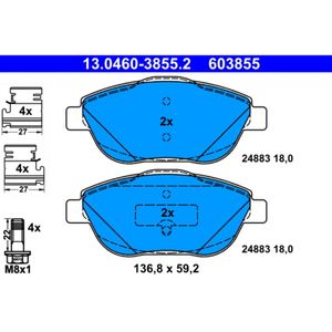 Bremsbelagsatz Scheibenbremse ATE 13.0460-3855.2 für Citroën Peugeot DS Opel Ds3