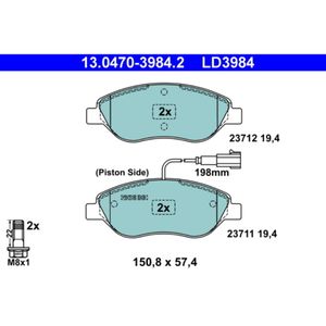 Bremsbelagsatz Scheibenbremse ATE 13.0470-3984.2 für Fiat Alfa Romeo Lancia 156