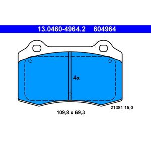 Bremsbelagsatz Scheibenbremse ATE 13.0460-4964.2 für Seat Jaguar Volvo Jeep XJ