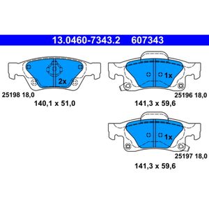 Bremsbelagsatz Scheibenbremse ATE 13.0460-7343.2 für Jeep Grand Cherokee IV