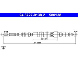 Seilzug Feststellbremse ATE 24.3727-0138.2 für Audi 100 C3 Avant