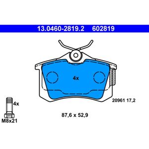 Bremsbelagsatz Scheibenbremse ATE 13.0460-2819.2 für VW Ford Citroën Peugeot Seat