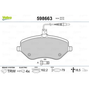 Bremsbelagsatz Scheibenbremse VALEO 598663 für Citroën Peugeot C5 III 607 407 SW