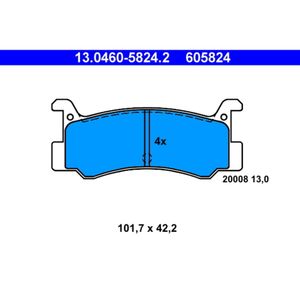 Bremsbelagsatz Scheibenbremse ATE 13.0460-5824.2 für Daihatsu Charade IV