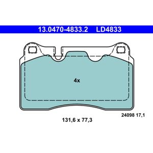 Bremsbelagsatz Scheibenbremse ATE 13.0470-4833.2 für VW Seat Cupra Touareg Leon