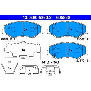 Bremsbelagsatz Scheibenbremse ATE 13.0460-5860.2 für Honda CR-V II Element Pilot