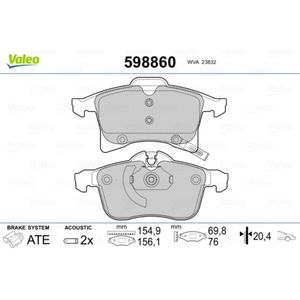 Bremsbelagsatz Scheibenbremse VALEO 598860 für Opel Chevrolet Lada Meriva A Adam