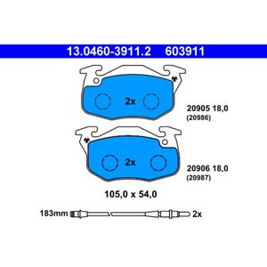 Bremsbelagsatz Scheibenbremse ATE 13.0460-3911.2 für Peugeot Renault 205 I 9