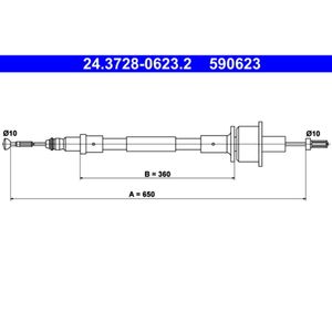 Seilzug Kupplungsbetätigung ATE 24.3728-0623.2 für Ford Fiesta I