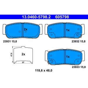 Bremsbelagsatz Scheibenbremse ATE 13.0460-5798.2 für Ssangyong Rodius I