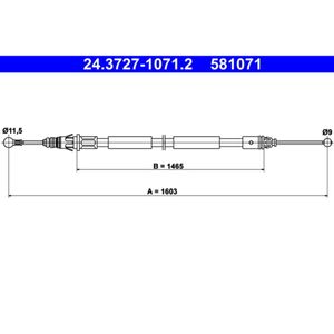 Seilzug Feststellbremse ATE 24.3727-1071.2 für Renault Opel Trafic II Vivaro A