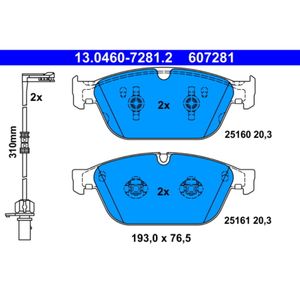 Bremsbelagsatz Scheibenbremse ATE 13.0460-7281.2 für Audi A8 D4 Q5