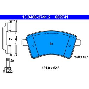 Bremsbelagsatz Scheibenbremse ATE 13.0460-2741.2 für Renault Kangoo Rapid