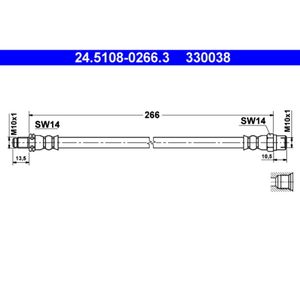 Bremsschlauch ATE 24.5108-0266.3 für VW Golf I Jetta Passat B1 Santana