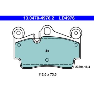 Bremsbelagsatz Scheibenbremse ATE 13.0470-4976.2 für Audi VW Porsche Q7