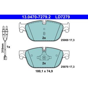 Bremsbelagsatz Scheibenbremse ATE 13.0470-7279.2 für Peugeot Citroën DS 508 I C6