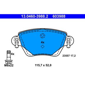 Bremsbelagsatz Scheibenbremse ATE 13.0460-3988.2 für Jaguar Ford Renault Kangoo