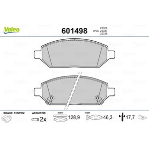 Bremsbelagsatz Scheibenbremse VALEO 601498 für Opel Karl