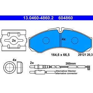 Bremsbelagsatz Scheibenbremse ATE 13.0460-4860.2 für Renault Trucks