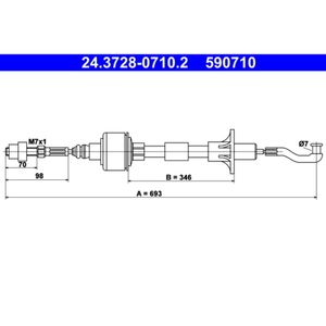 Seilzug Kupplungsbetätigung ATE 24.3728-0710.2 für Opel Corsa A TR