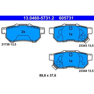 Bremsbelagsatz Scheibenbremse ATE 13.0460-5731.2 für Honda Civic VI Hatchback