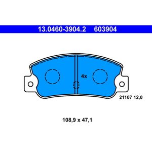 Bremsbelagsatz Scheibenbremse ATE 13.0460-3904.2 für Fiat Croma