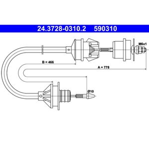 Seilzug Kupplungsbetätigung ATE 24.3728-0310.2 für Citroën Xantia Break