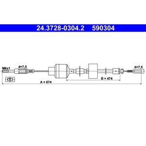 Seilzug Kupplungsbetätigung ATE 24.3728-0304.2 für Citroën BX