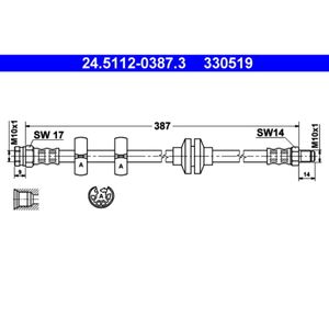 Bremsschlauch ATE 24.5112-0387.3 für Fiat Alfa Romeo Brava 145