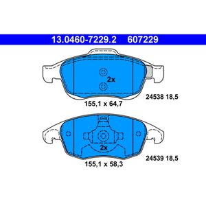 Bremsbelagsatz Scheibenbremse ATE 13.0460-7229.2 für Citroën Peugeot DS C4 II